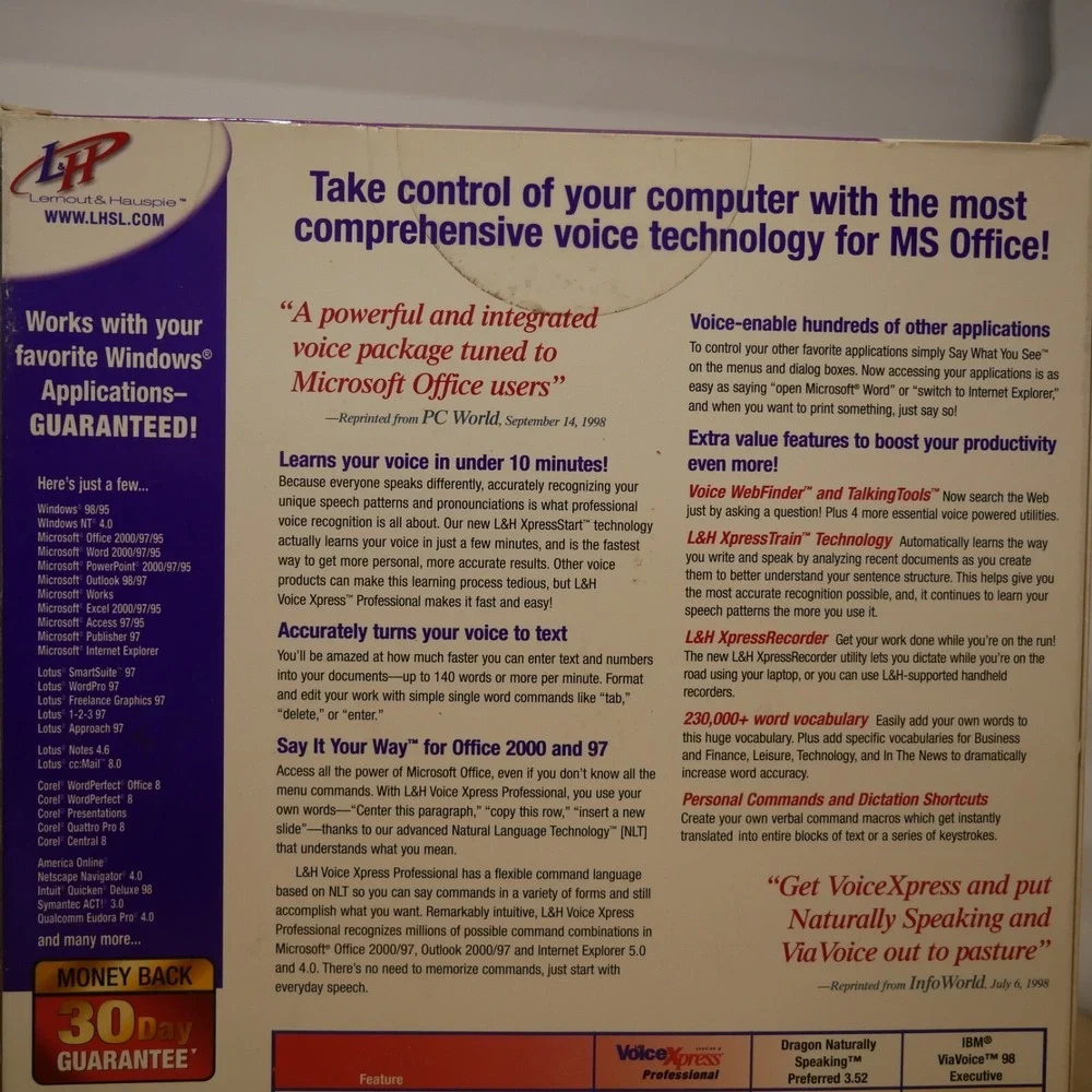 NOS VoiceXpress Professional Version 4 - Lernout + Hauspie‎ for Windows 1999 CD